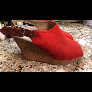 Red Wedges Open Toe